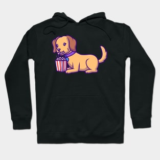 Cute Dog Eating Popcorn Cartoon Hoodie